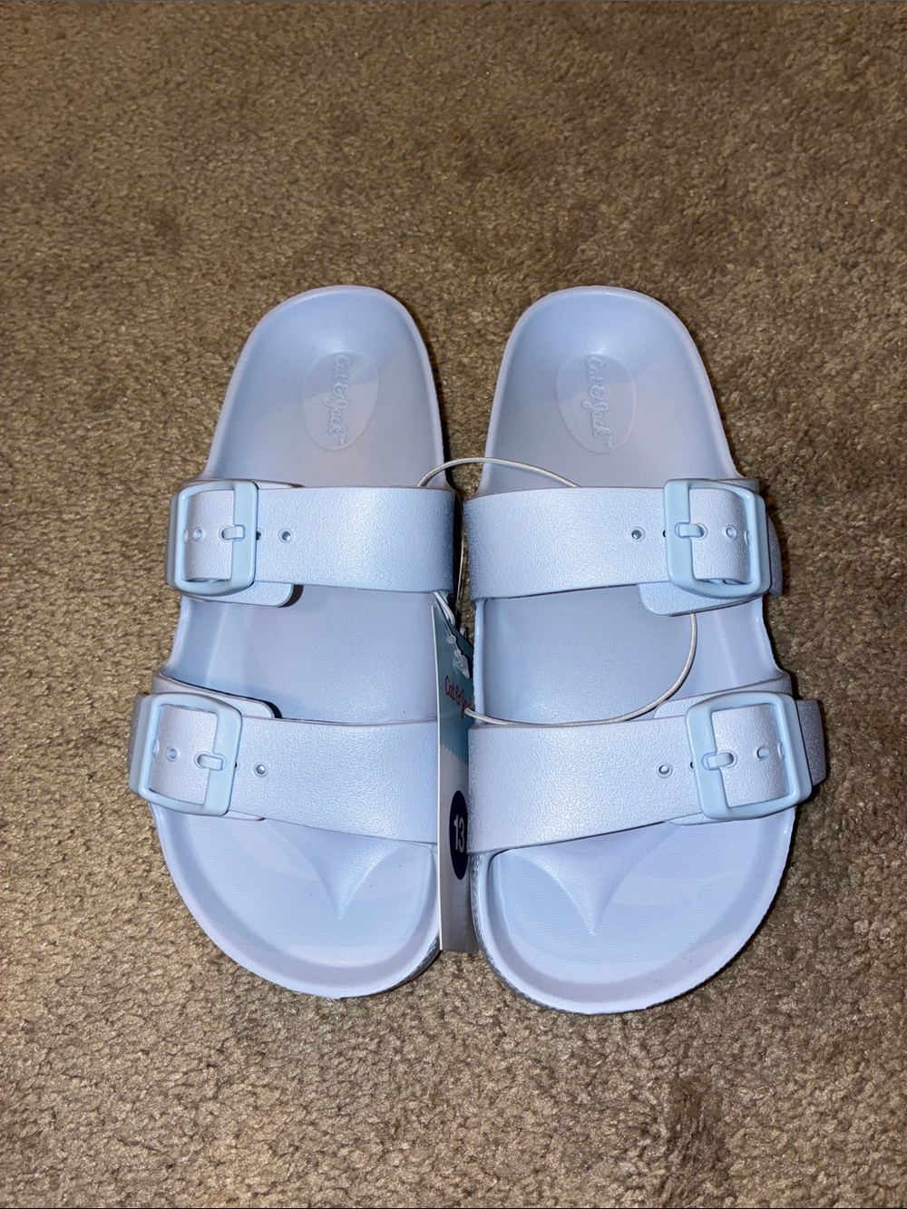 Cat & Jack Light Blue Double-Buckle Slide Sandals for Kids